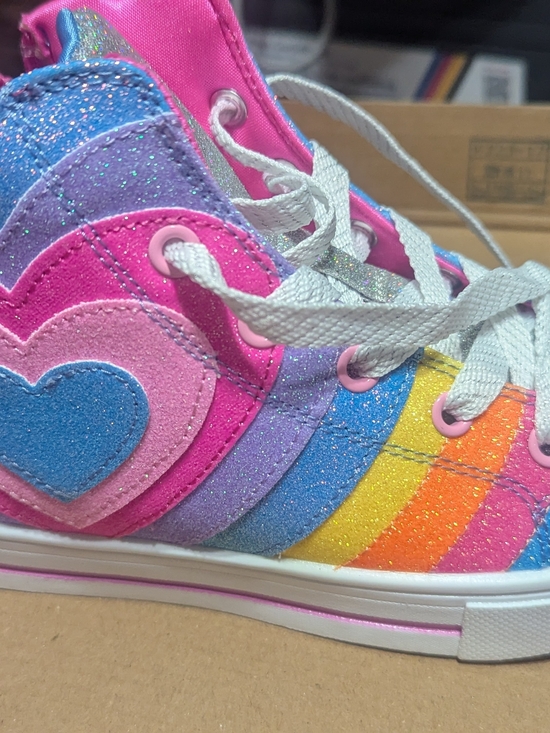 Skechers Other - Skechers Kids Rainbow Heart Glitter High-Top Sneakers - Pink Blue Purple Yellow